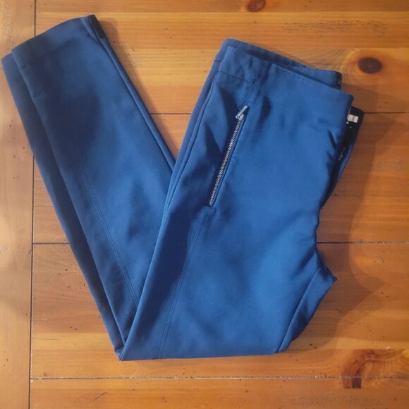 ZARA Women's Basic Zip Pockets Flat Front Blue Ankle Pants - Size M - Picture 9 of 13